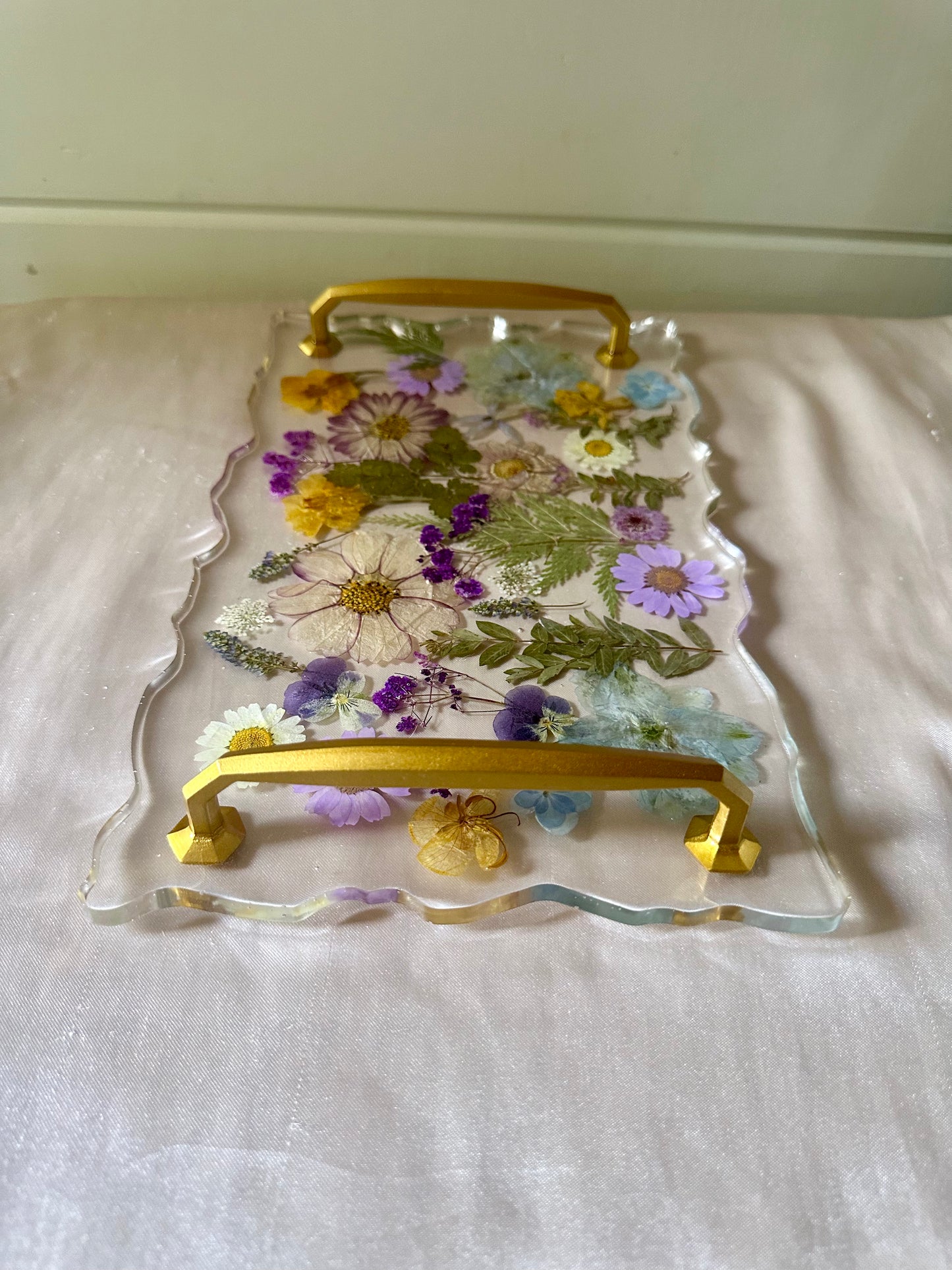 Floral Resin Serving Tray